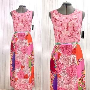 NWT Madison Studio 100% Silk Bright Midi Dress